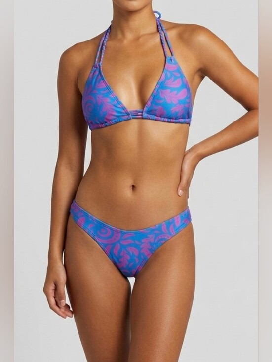 Other - Floral 2pc Bikini Size Small S Pink Blue Swimsuit Swim Wear Tie String